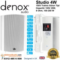 Denox Studio 4 100V Trafolu Kabin Sütun Hoparlör Beyaz