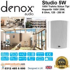 Denox Studio 5W 100V Trafolu Kabin Sütun Hoparlör Beyaz