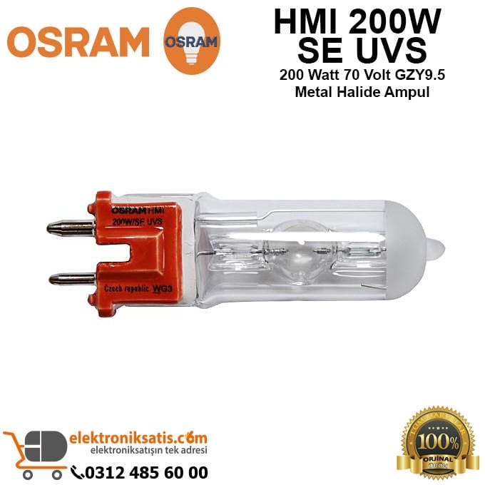 Osram HMI 200W SE UVS 200 Watt 70 Volt GZY9.5 Metal Halide Ampul