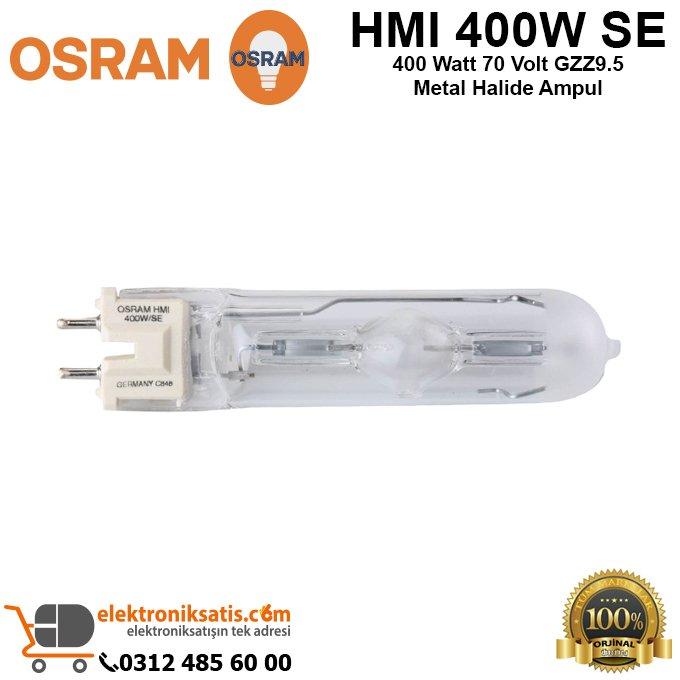 Osram HMI 400W SE 400 Watt 70 Volt GZZ9.5 Metal Halide Ampul