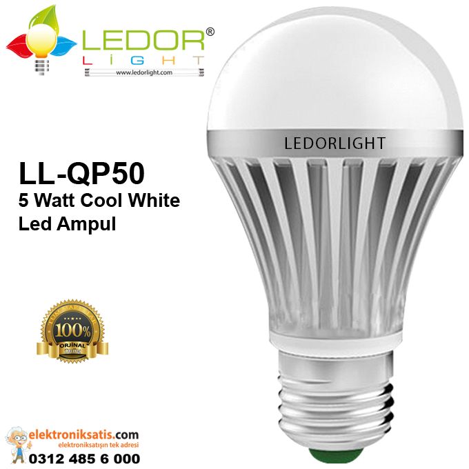 Ledor Light LL-QP50-5 Watt Cool White Led Ampul