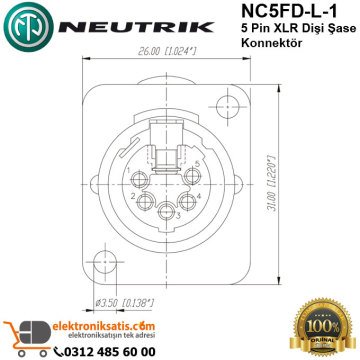 Neutrik NC5FD-L-1 5 Pin XLR Dişi Şase Konnektör