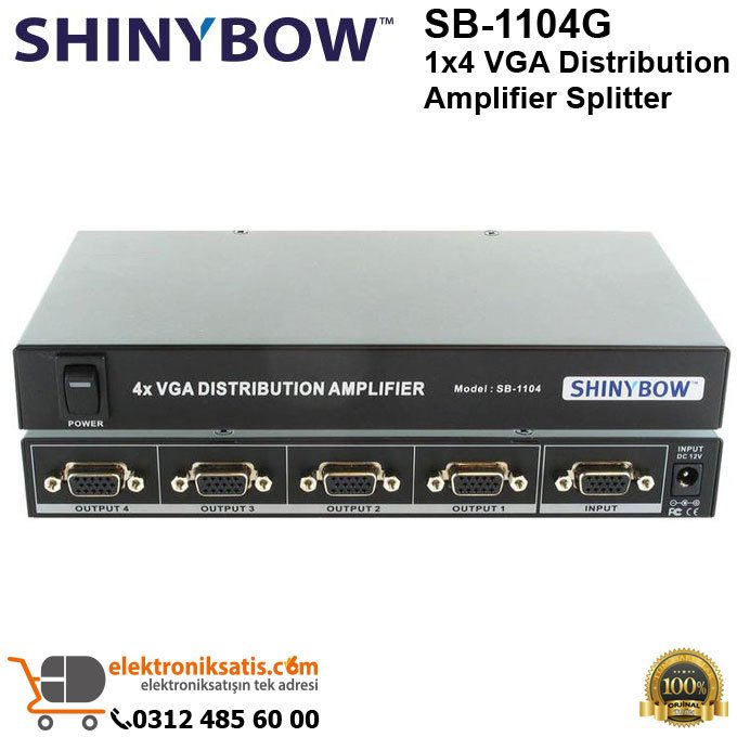 Shinybow SB-1104G 1x4 VGA Distribution Amplifier Splitter