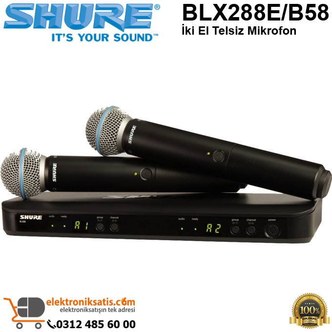 Shure BLX288E/B58 İki El Telsiz Mikrofon
