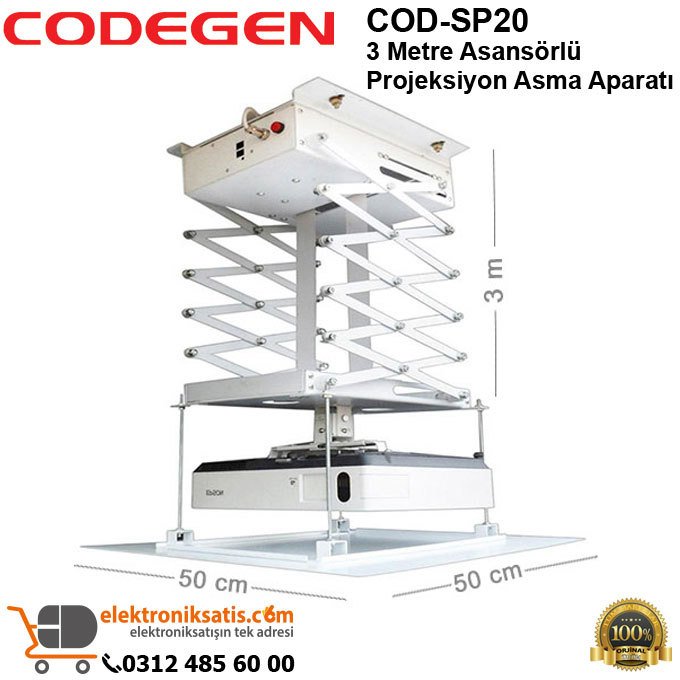 Codegen COD-SP20 3 Metre Asansörlü Projeksiyon Asma Aparatı