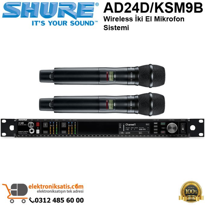 Shure AD24D/KSM9B Wireless iki El Mikrofon Sistemi