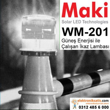 Maki WM-201 Güneş Enerjisi ile Çalışan Beyaz ikaz Lambası