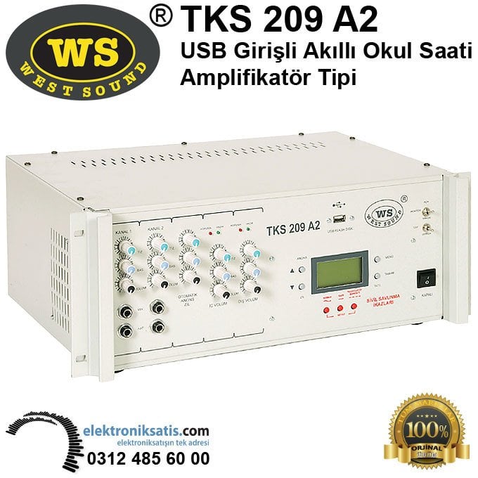 West Sound TKS 209 A2 USB Girişli Akıllı Okul Saati Amplifikatör Tipi