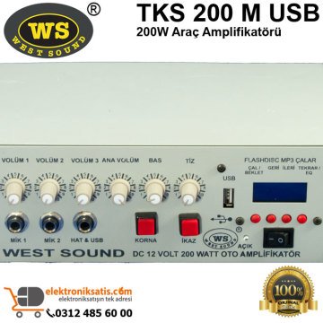 West Sound TKS 200 M USB 200W Araç Amplifikatörü