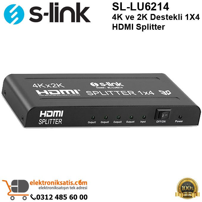 S-Link SL-LU6214 4K ve 2K Destekli 1X4 HDMI Splitter