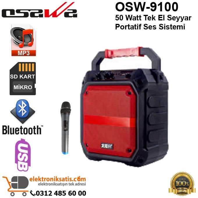 OSAWA OSW-9100 Tek El Seyyar Portatif Ses Sistemi