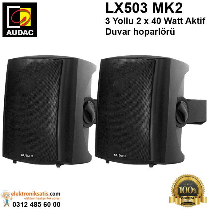 AUDAC LX503 MK2 3 Yollu 2x40 Watt Siyah Aktif Duvar hoparlörü