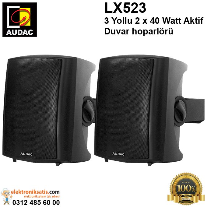 AUDAC LX523 3 Yollu 2x40 Watt Siyah Aktif Duvar hoparlörü