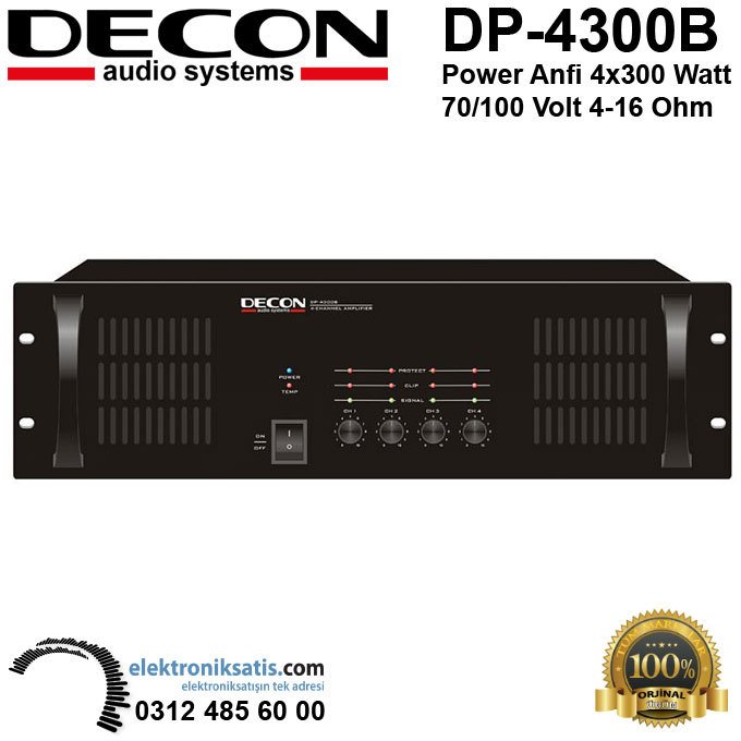 Decon DP-4300B Power Anfi 4x300 Watt 70V-100V Hat Trafolu