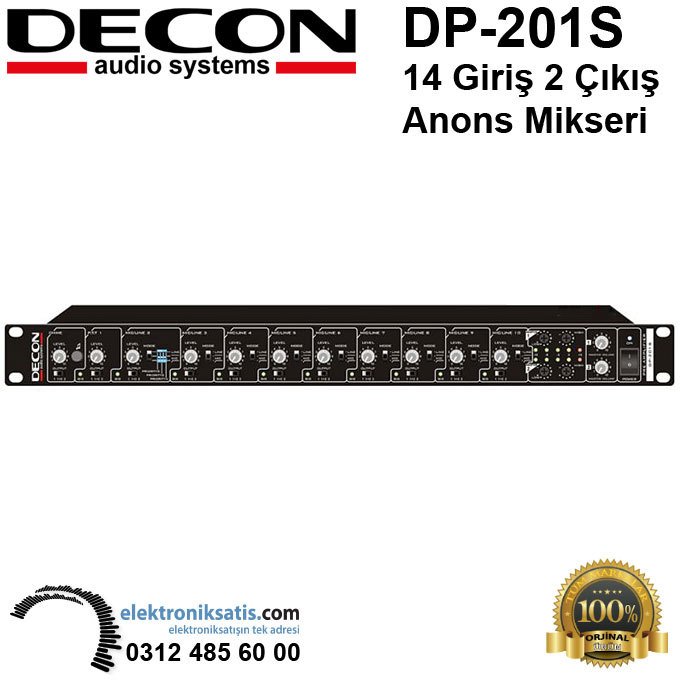Decon DP-201S 14 Giriş 2 Çıkış Anons Mikseri