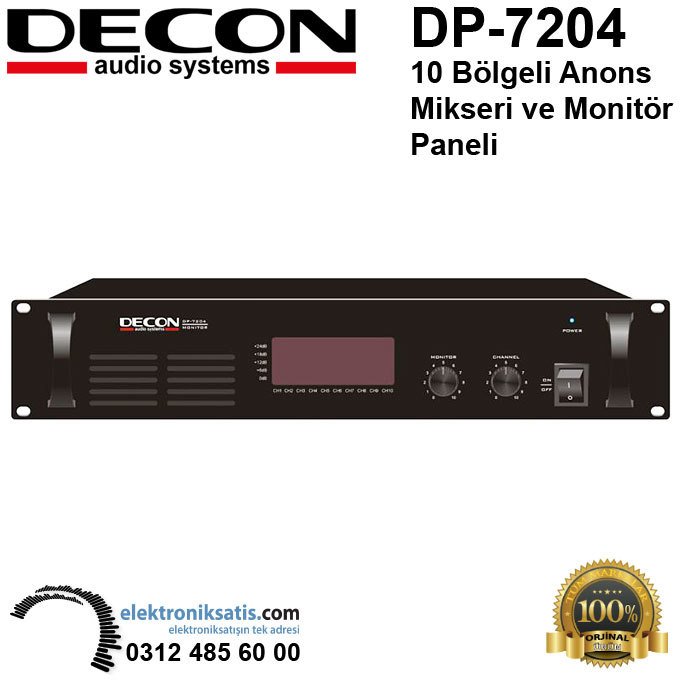 Decon DP-7204 10 Bölgeli Anons Mikseri ve Monitör Paneli