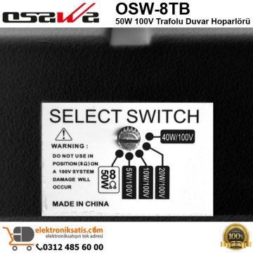 OSAWA OSW-8T (Siyah) 100V Trafolu Duvar Hoparlörü