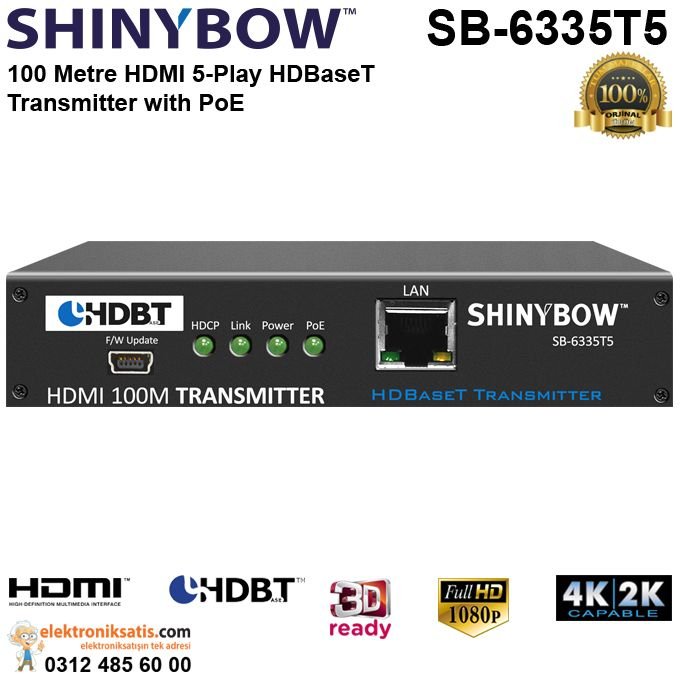 Shinybow SB-6335T5 HDMI 5 Play HDBaseT Transmitter with PoE