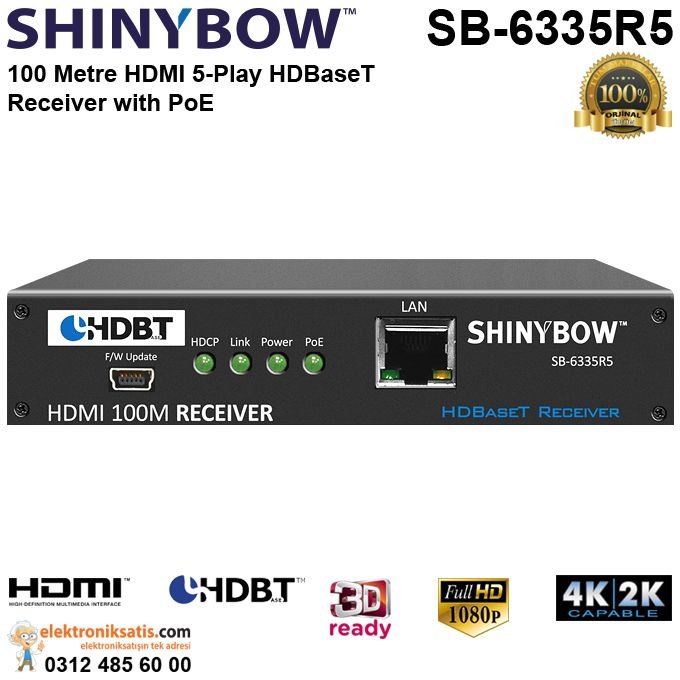 Shinybow SB-6335R5 HDMI 5 Play HDBaseT Receiver with PoE
