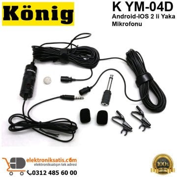 König K YM-04D Android-IOS 2 li Yaka Mikrofonu