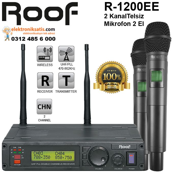 Roof R-1200 Telsiz Mikrofon 2 El