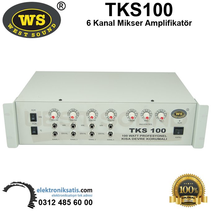 West Sound TKS 100 6 Kanal 100 Watt Mikserli Amplifikatör