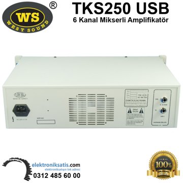 West Sound TKS 250 USB TR 6 Kanal 250 Watt Mikserli Amplifikatör