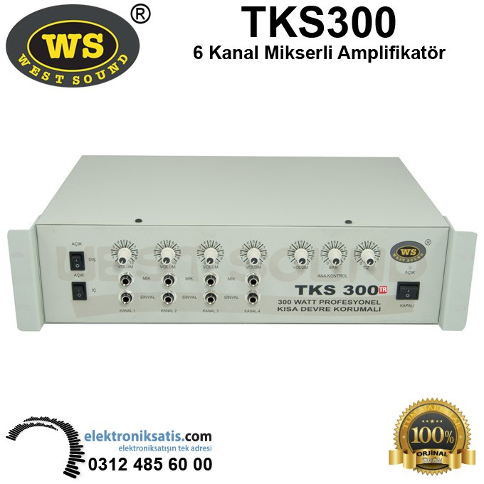 West Sound TKS 300 6 Kanal 300 Watt Mikserli Amplifikatör