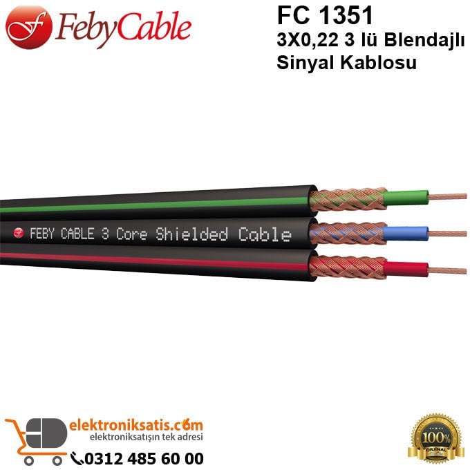 Feby Cable FC 1351 3X022 3 lü Blendajlı Sinyal Kablosu