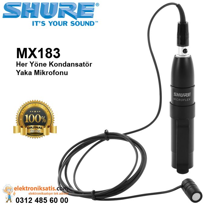 Shure MX183 Her Yöne Kondansatör Yaka Mikrofonu