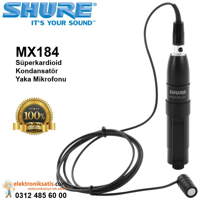 Shure MX184 Süperkardioid Kondansatör Yaka Mikrofonu