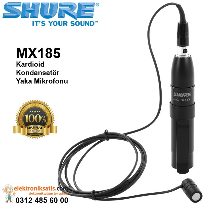 Shure MX185 Kardioid Kondansatör Yaka Mikrofonu