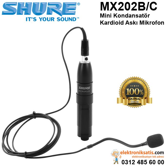 Shure MX202B/C Mini Kondansatör Kardioid Askı Mikrofon