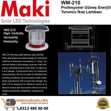 Maki WM-210 Güneş Enerjili Turuncu ikaz Lambası