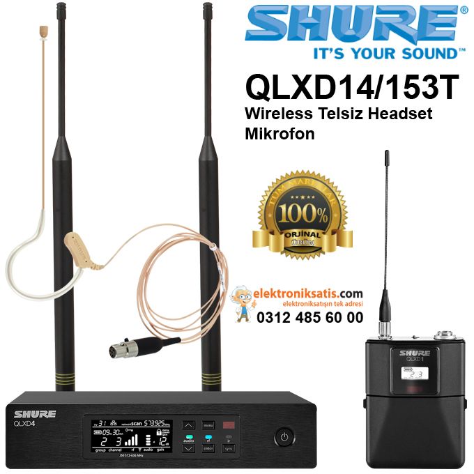 Shure QLXD14/153T Wireless Telsiz Headset Mikrofon