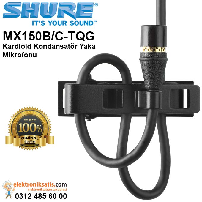 Shure MX150B/C-TQG Kardioid Kondansatör Yaka Mikrofonu