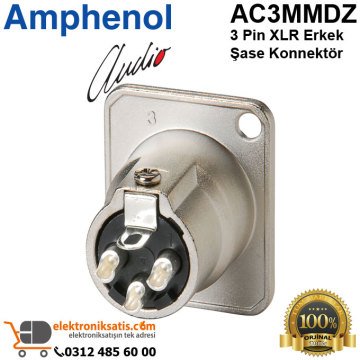 Amphenol AC3MMDZ 3 Pin XLR Erkek Şase Konnektör
