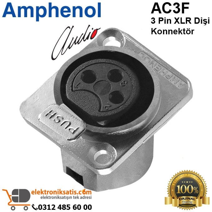 Amphenol AC3FDZ 3 Pin XLR Dişi Şase Konnektör