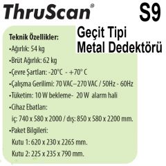 ThruScan S9 Geçit Tipi Metal Dedektörü