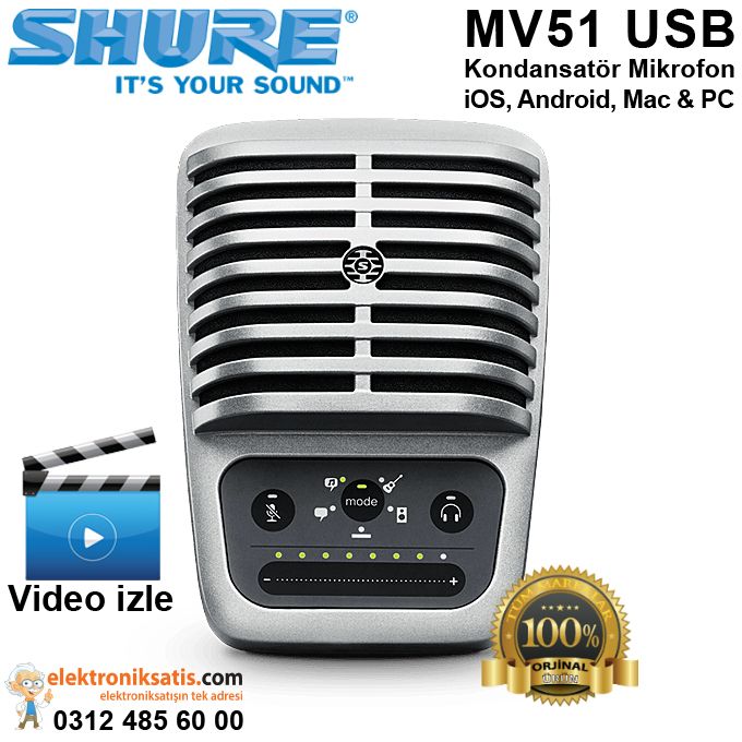 Shure MV51 USB Kondanstör Mikrofon