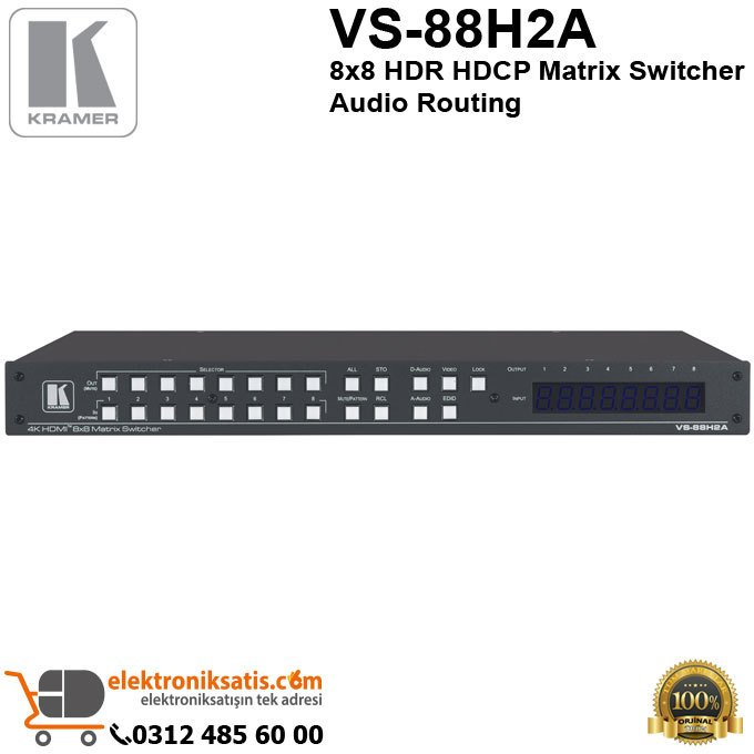 Kramer VS-88H2A 8x8 HDR HDCP Matrix Switcher Audio Routing
