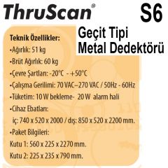 ThruScan S6 Geçit Tipi Metal Dedektörü