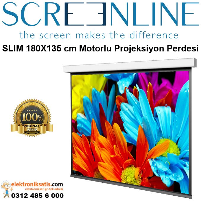 Screenline SLIM 180x135 cm Motorlu Projeksiyon Perdesi