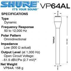 Shure VP64AL Röportaj Mikrofonu