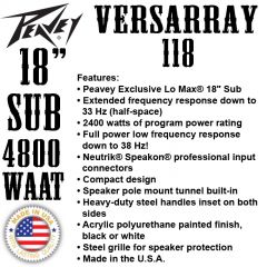 Peavey Versarray 118 Pasif Subwoofer Hoparlör