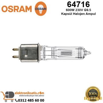 Osram 64716 600 Watt 240 Volt G9.5 Kapsül Halojen Ampul