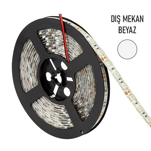 Dış Mekan Şerit Led Cata 12V Beyaz 5 Metre Paket CT4487