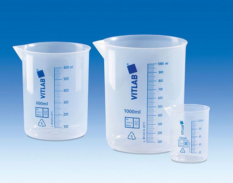 Beher Plastik Mavi Taksimatlı, (Pp) Mat   400 ml