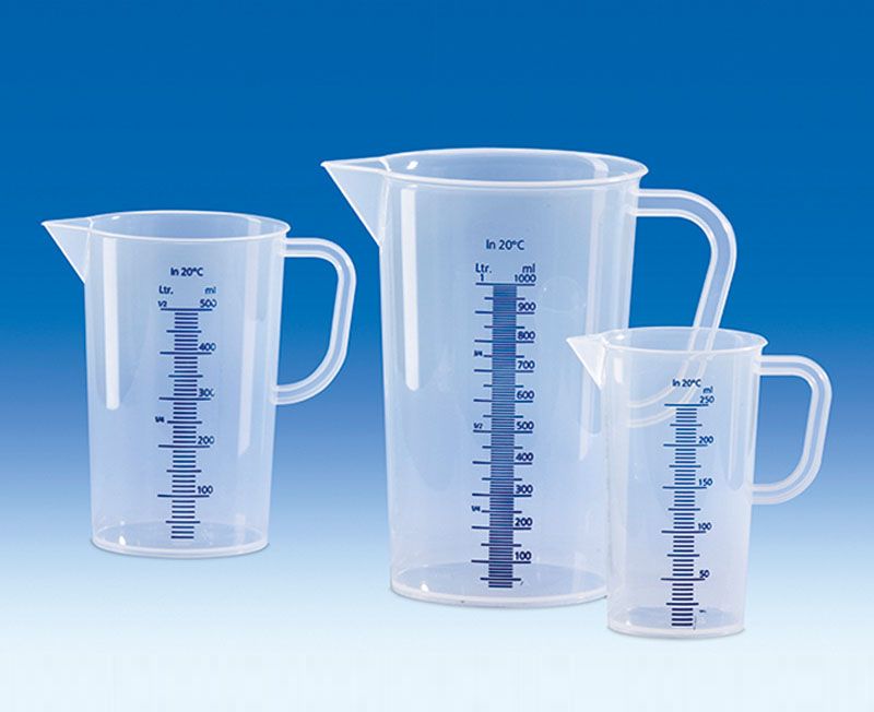 Beher-Kulplu, Plastik (Pp)  Mavi Baskılı,  Mat, Taksimatlı   3000 ml