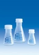 Erlenmayer (Pp) Geniş Boyunlu, Mavi Baskılı, Şeffaf, Vida Kapaklı (Pp)   250 ml